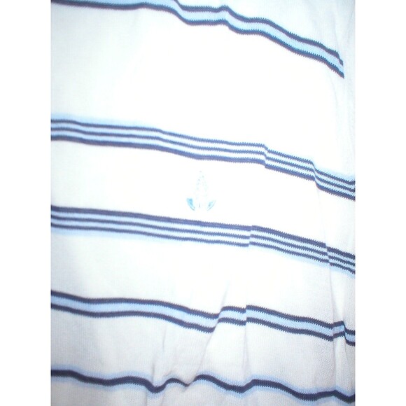 New NWT Mens L Viscose Cotton Sweater White Blue Italy Bramante Stripes Designer - Picture 4 of 5